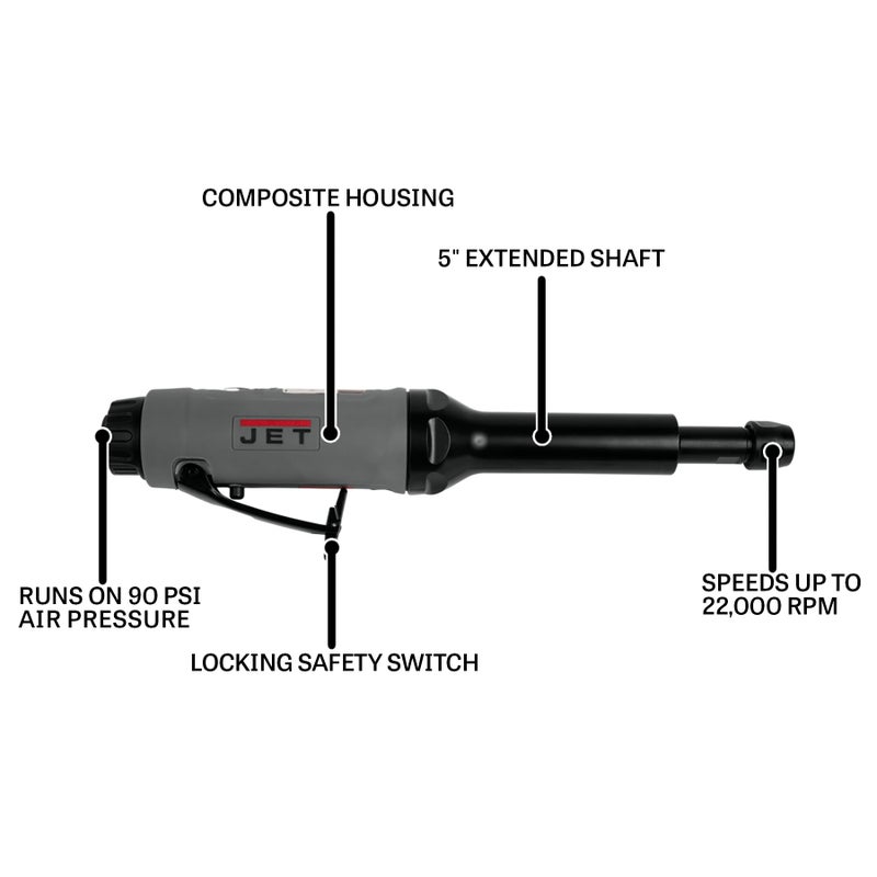 JET 1/4-Inch Straight Extended Composite Die Grinder, 22000 RPM (Model JAT-417) - Image 2